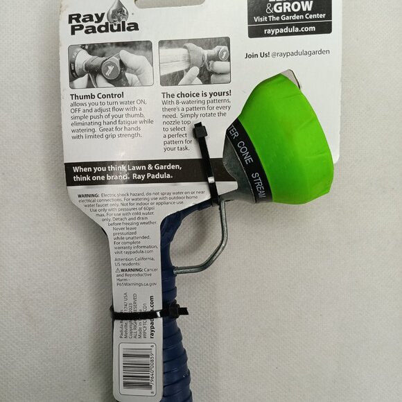 Ray Padula Adjustable 8 Pattern Heavy-Duty Spray Nozzle For Garden Hose Sprayer - Picture 2 of 4